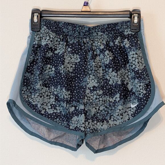 Nike Pants - Nike Dri-Fit Athletic Shorts Size Small Blue Teal Floral Lined Drawstring
